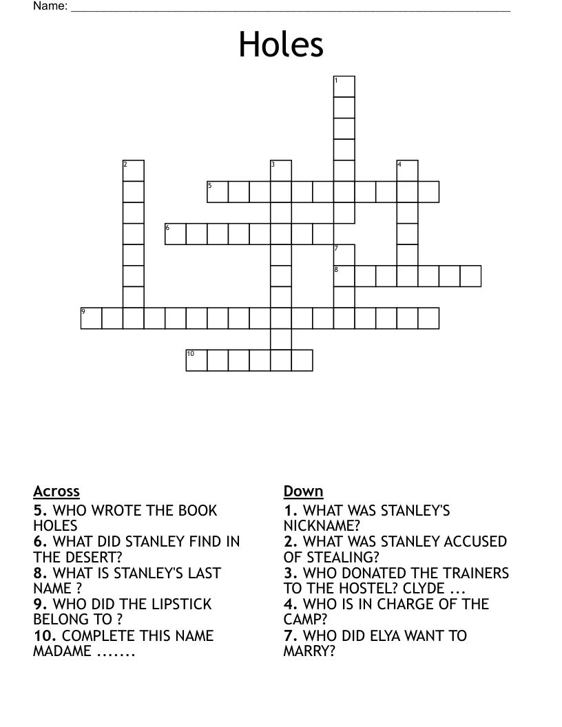 Holes Crossword