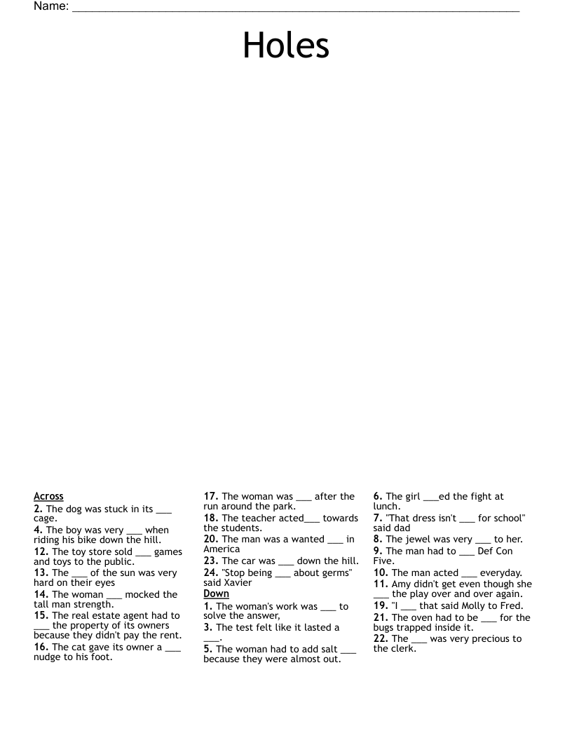 Holes Crossword