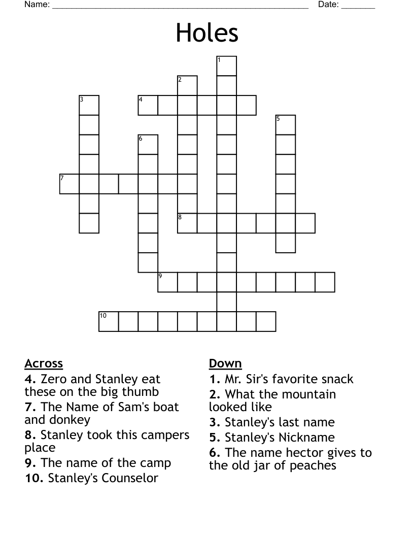 Holes Crossword