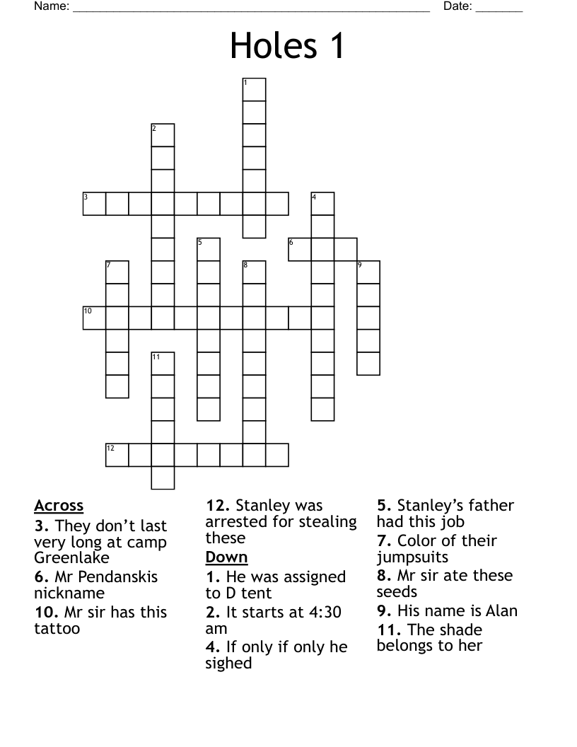 Holes 1 Crossword