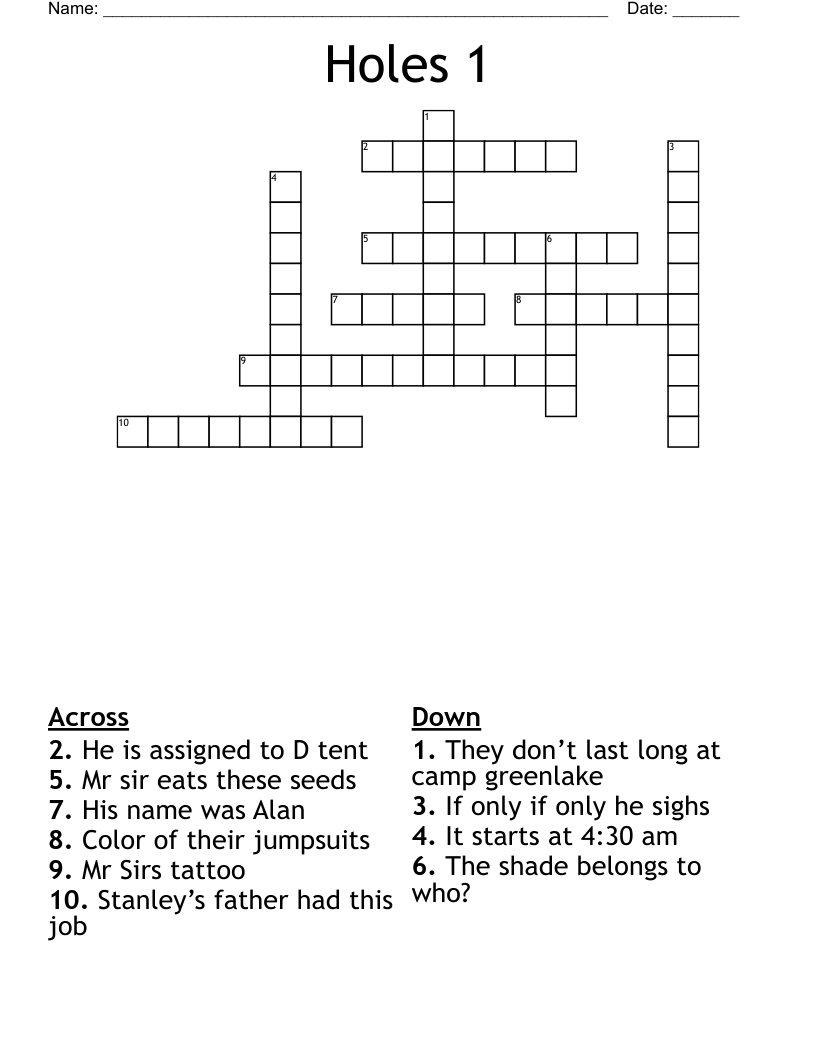 Holes 1 Crossword