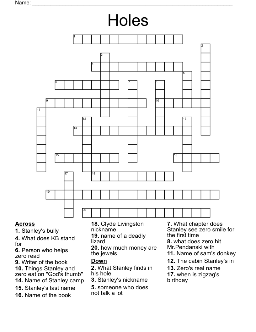 Holes Crossword