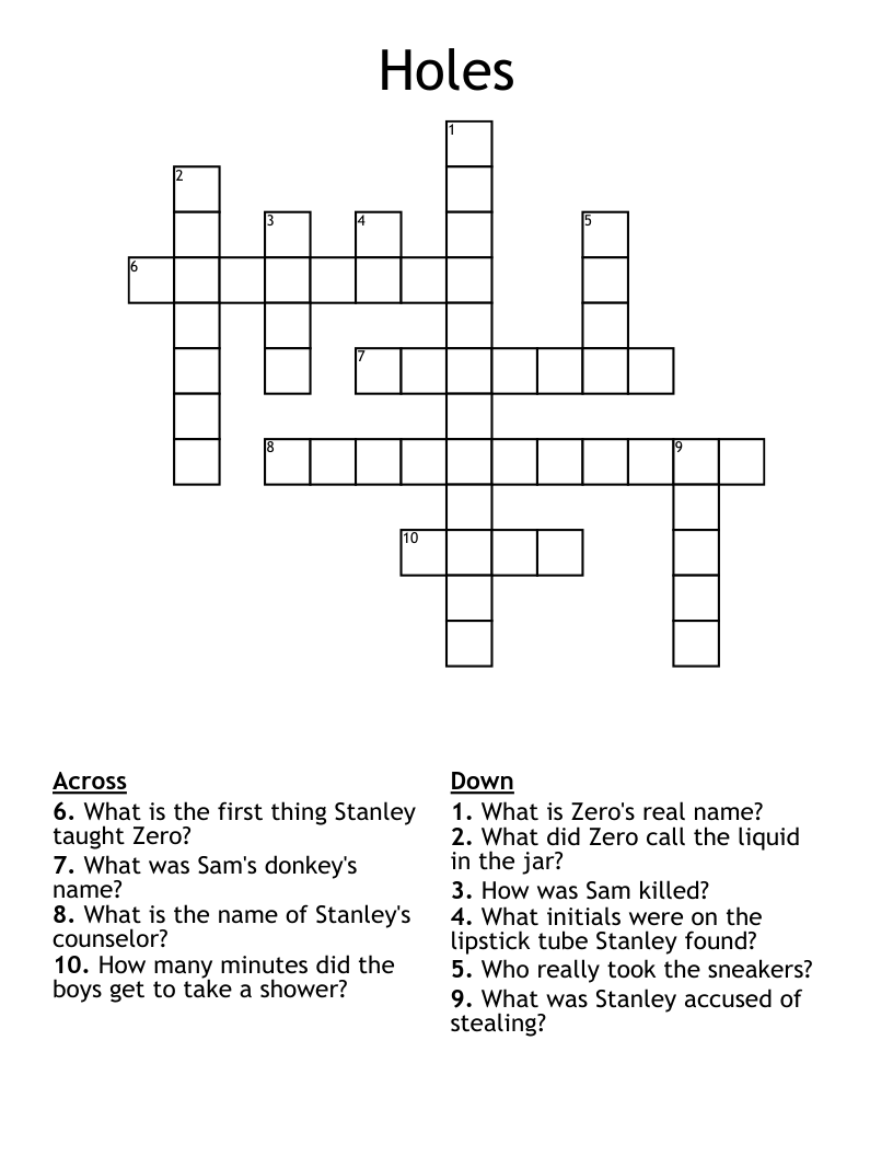 Holes Crossword