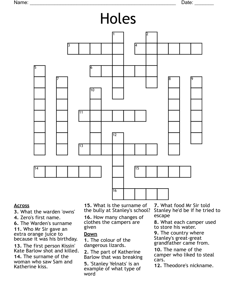 Holes Crossword