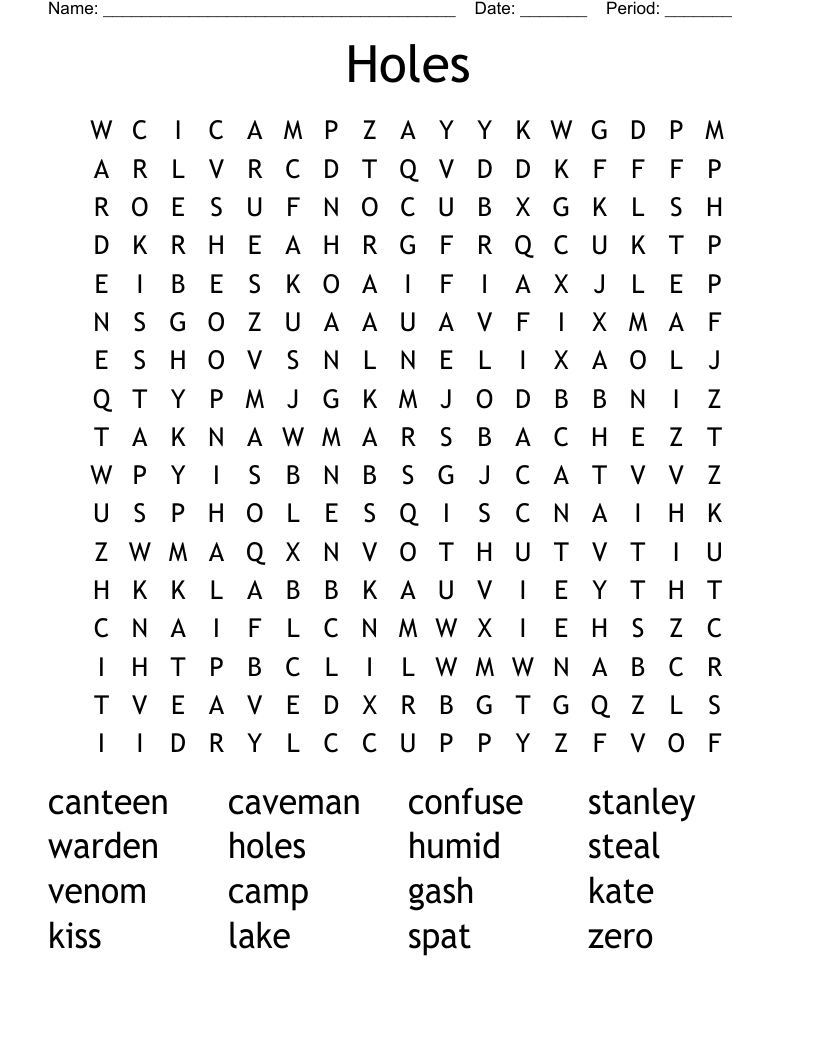 Holes Word Search