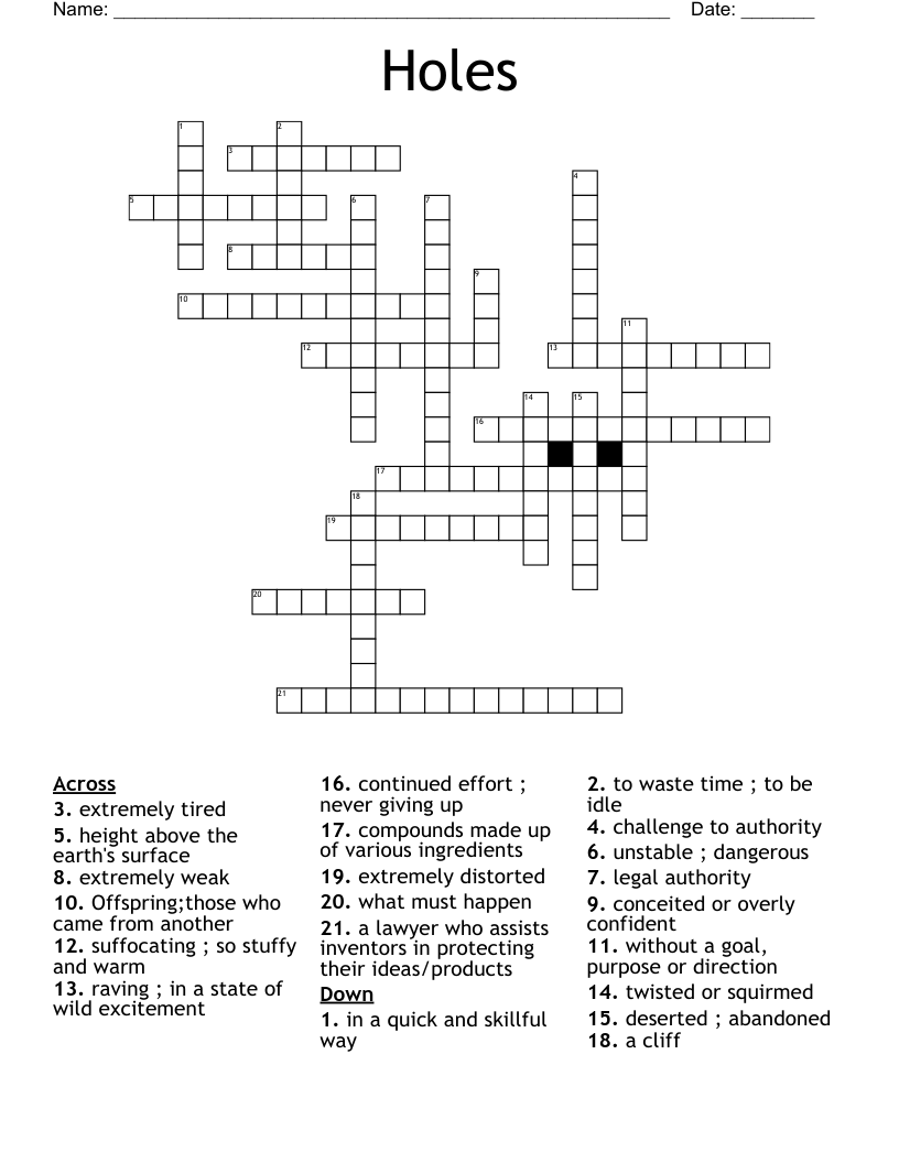 Holes Crossword