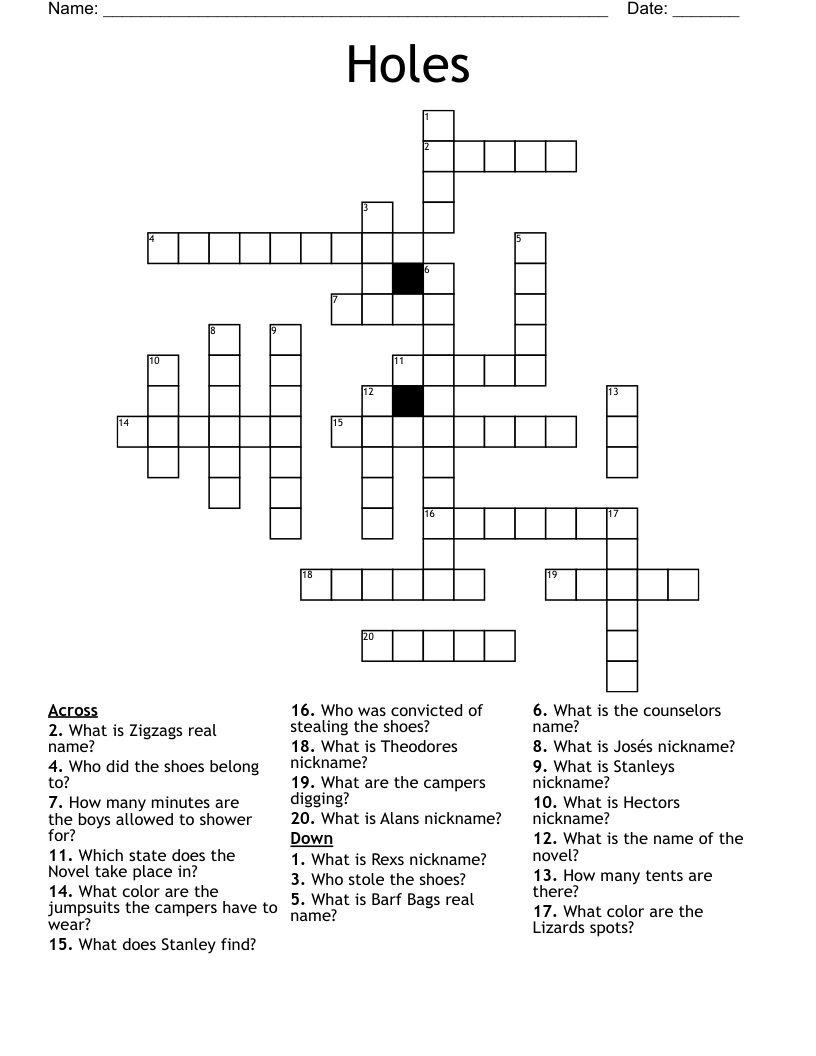 Holes Crossword
