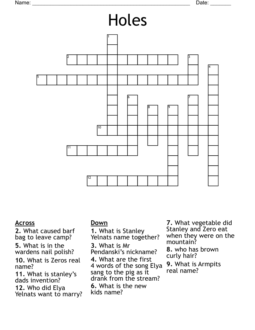 Holes Crossword