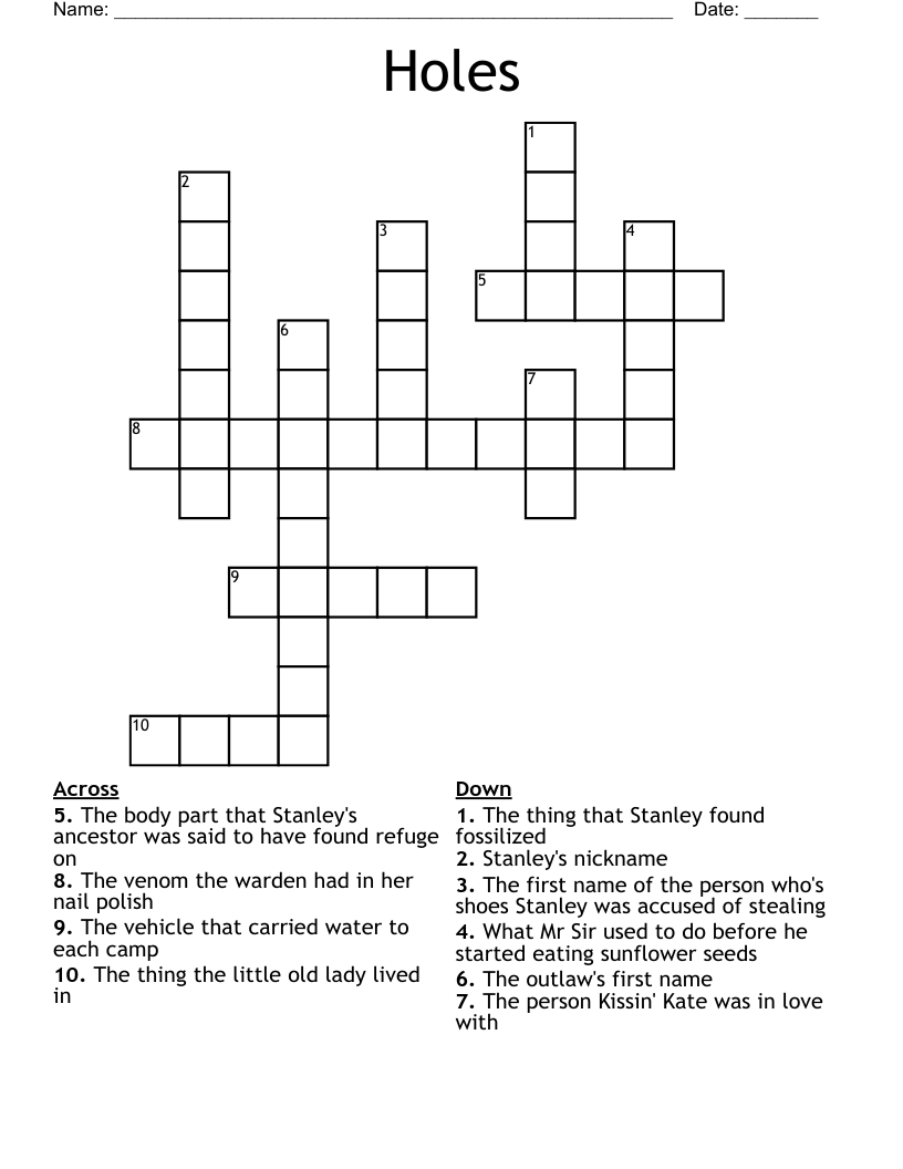 Holes Crossword