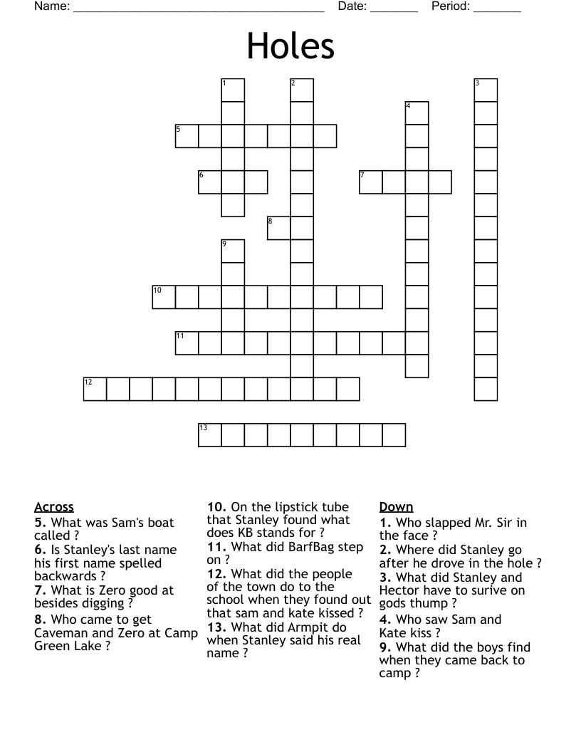 Holes Crossword