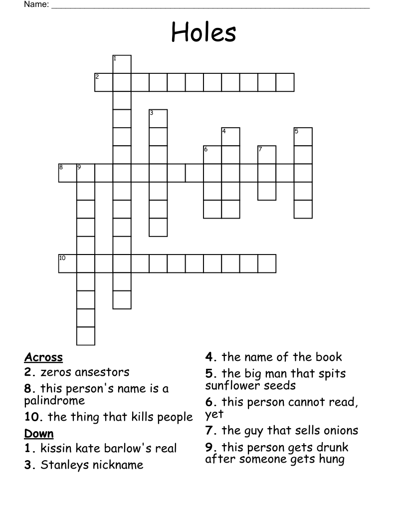 Holes Crossword