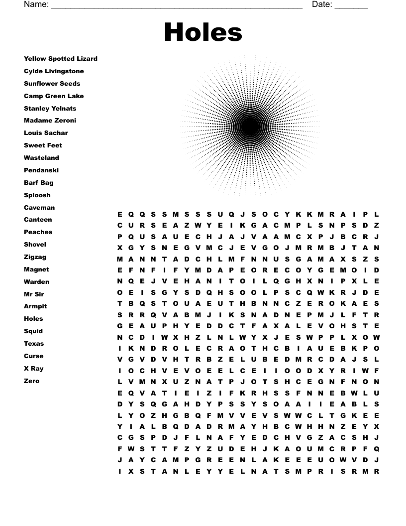 Holes Word Search