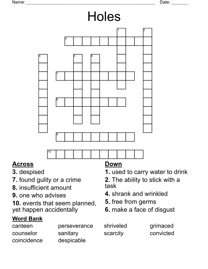 Holes Crossword