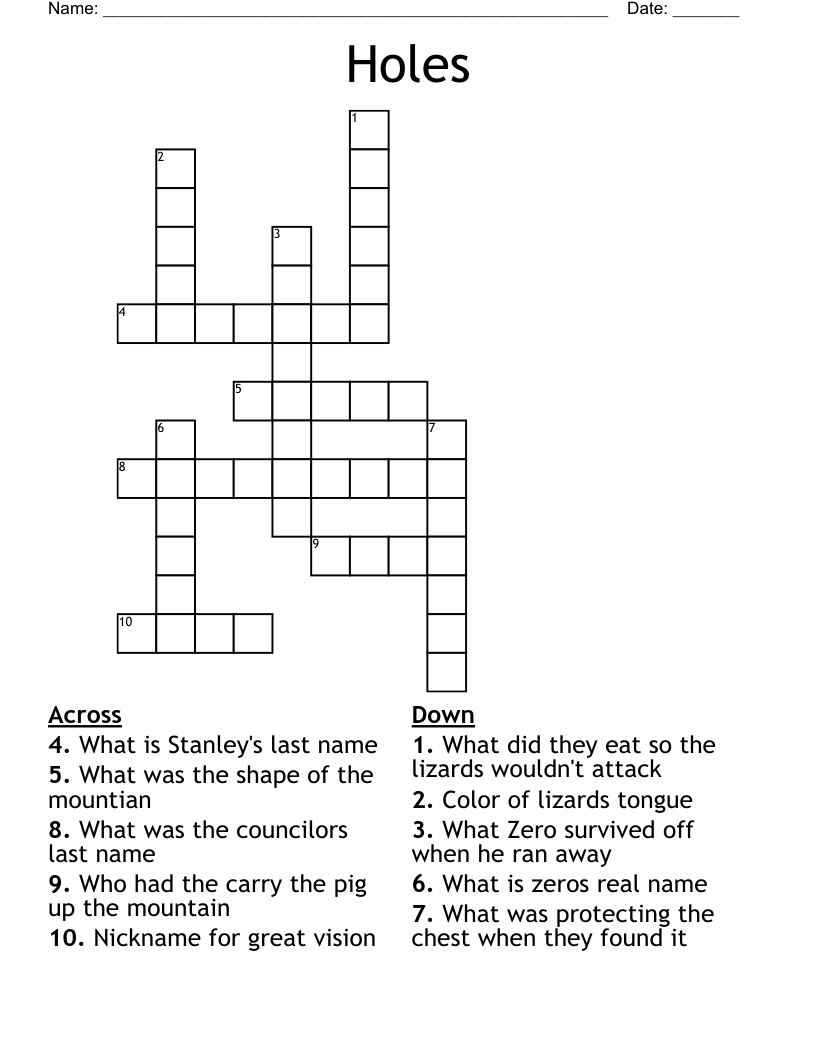 Holes Crossword