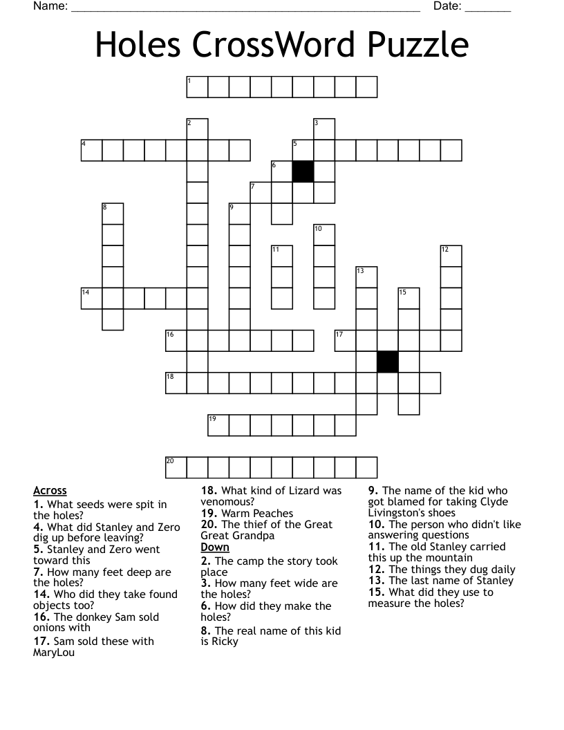 Holes CrossWord Puzzle