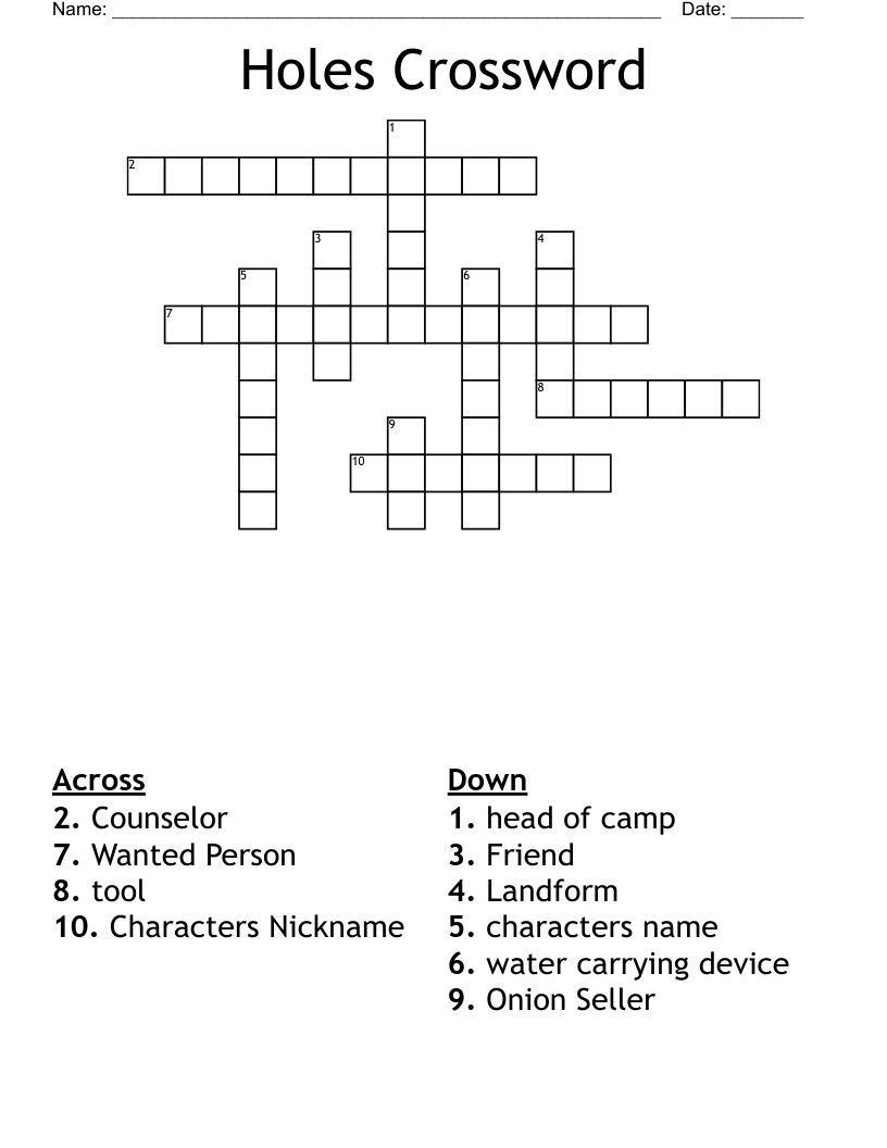 Holes Crossword