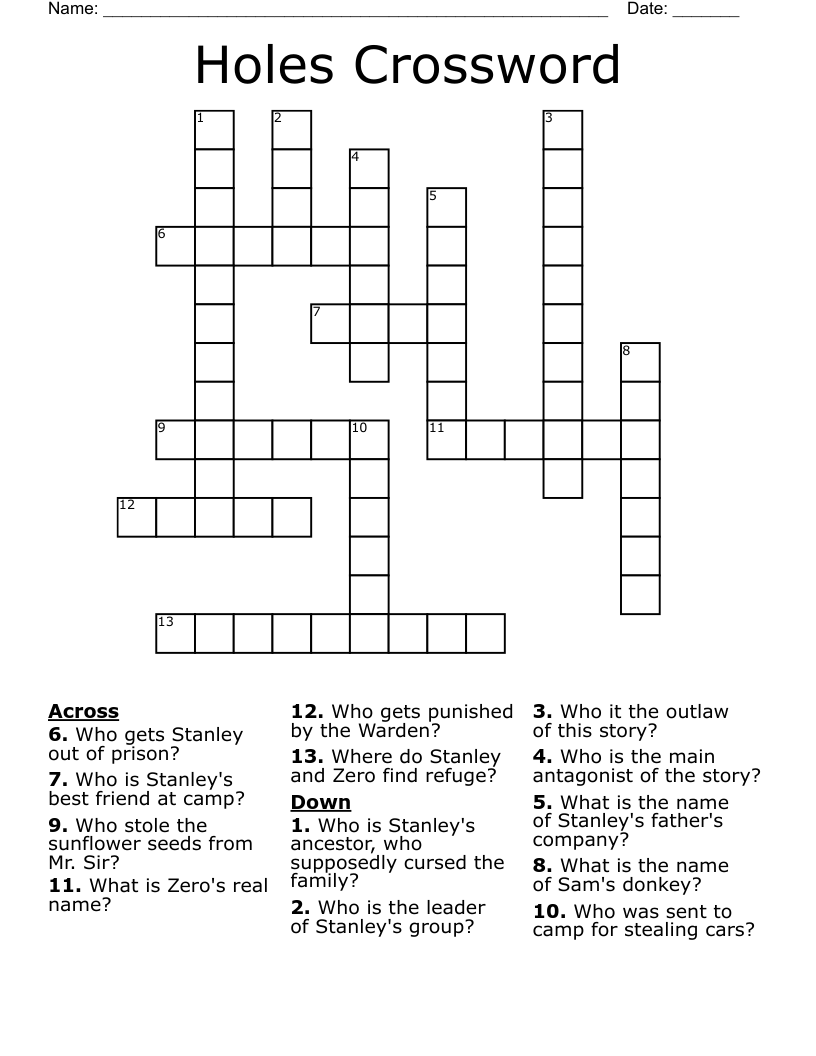 Holes Crossword