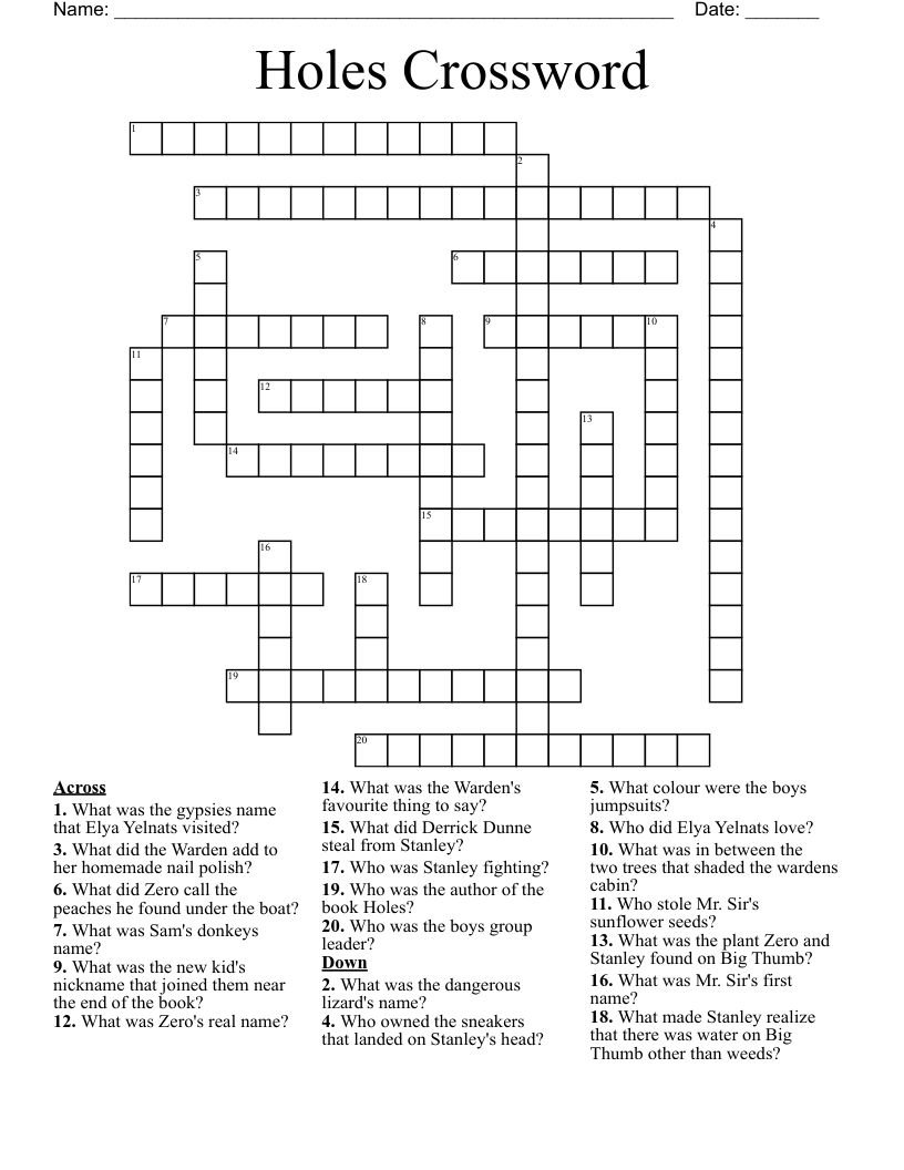 Holes Crossword