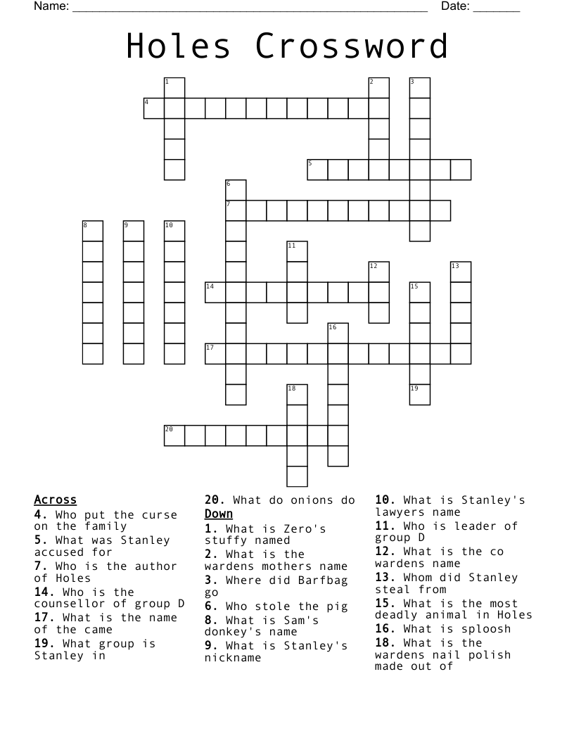 Holes Crossword
