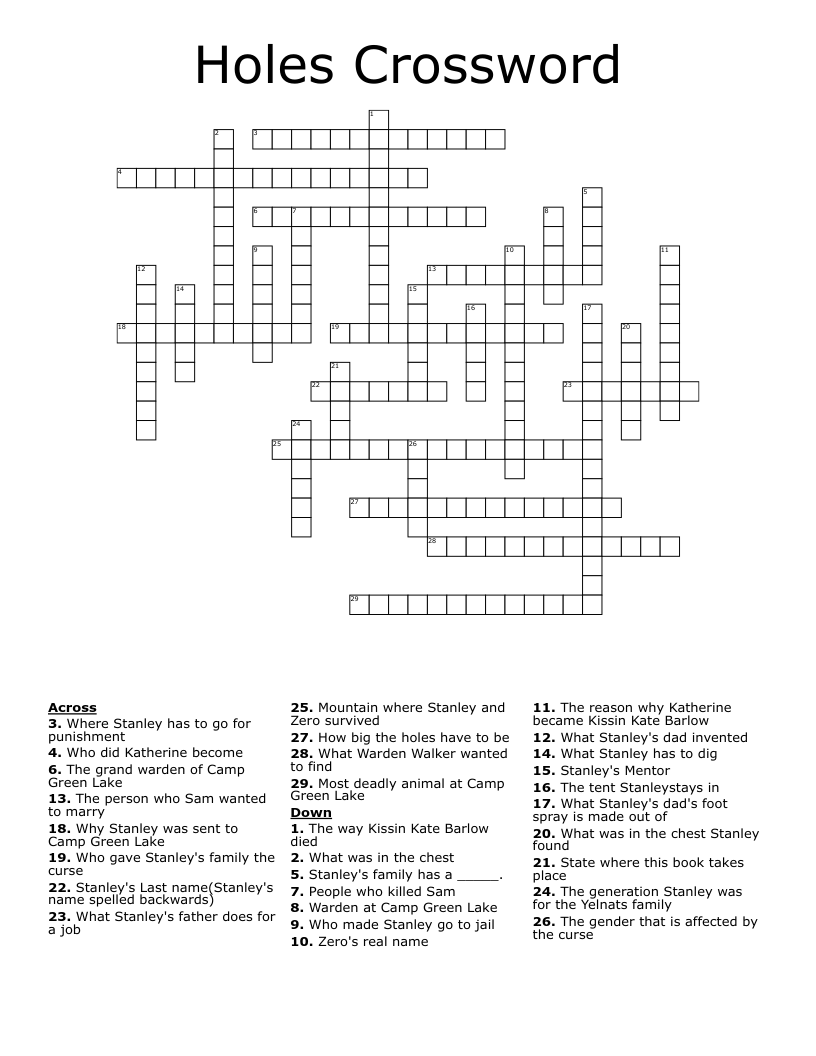 Holes Crossword