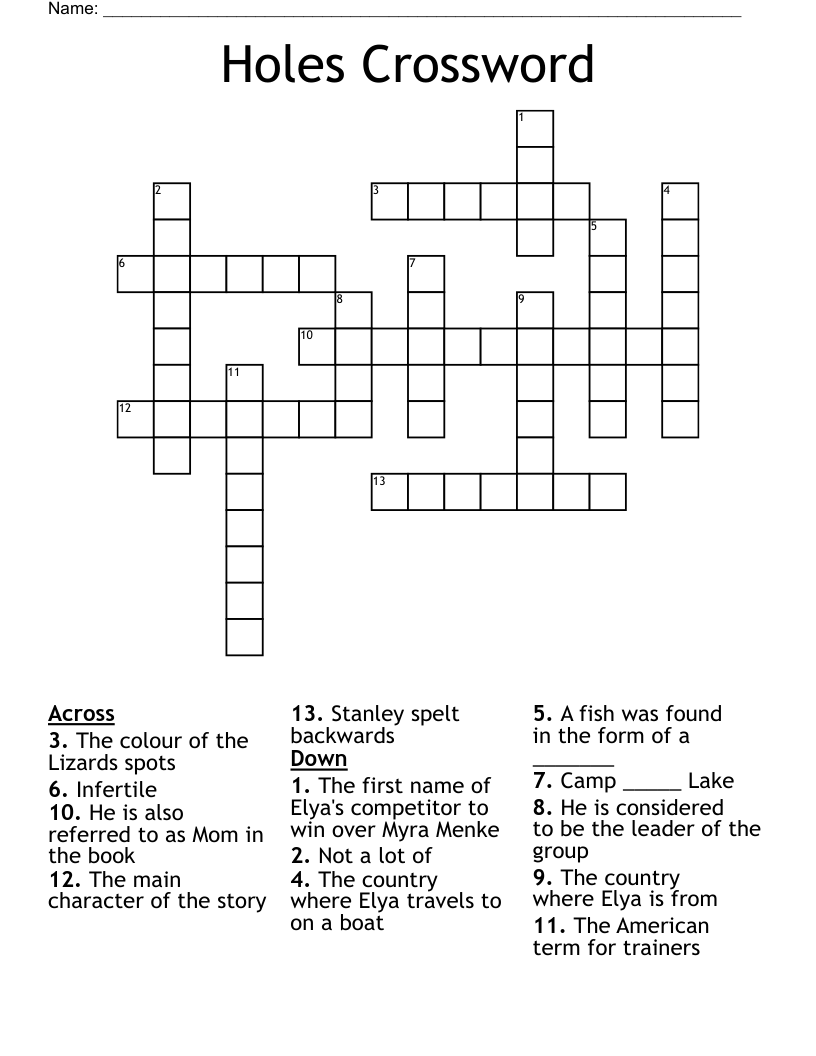 Holes Crossword