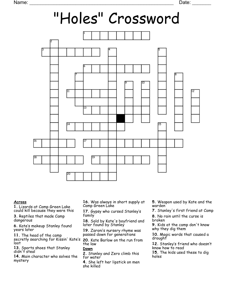 "Holes" Crossword