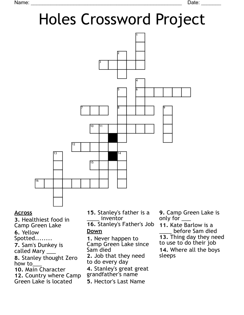 Holes Crossword Project