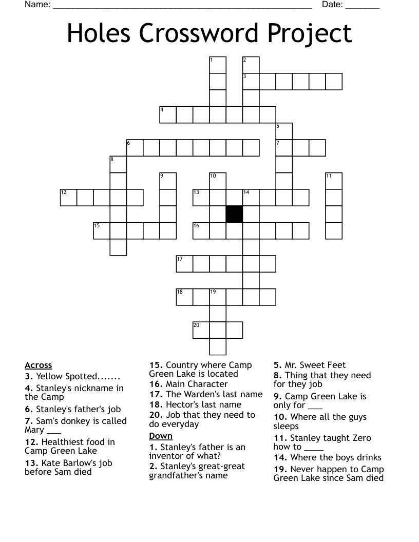 Holes Crossword Project