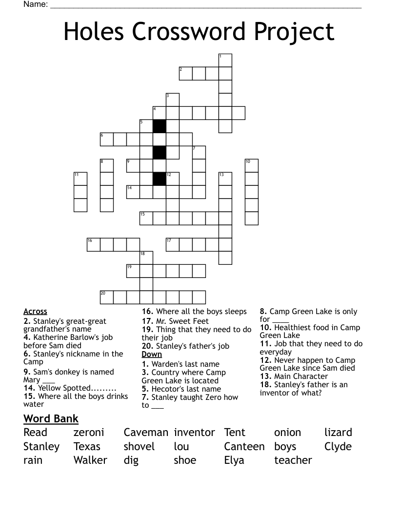 Holes Crossword Project