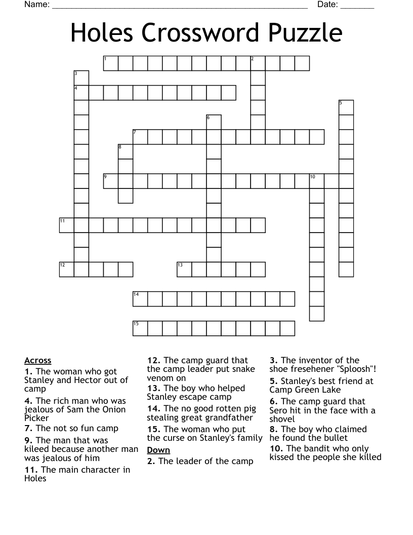 Holes Crossword Puzzle