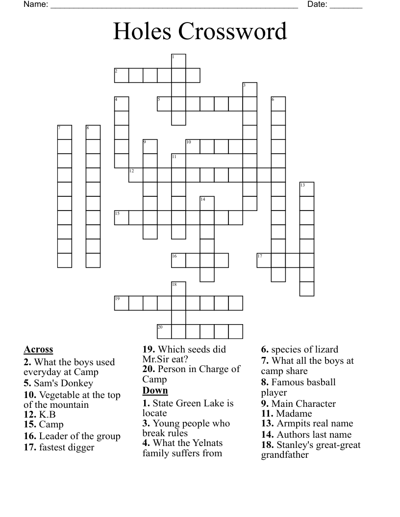 Holes Crossword 