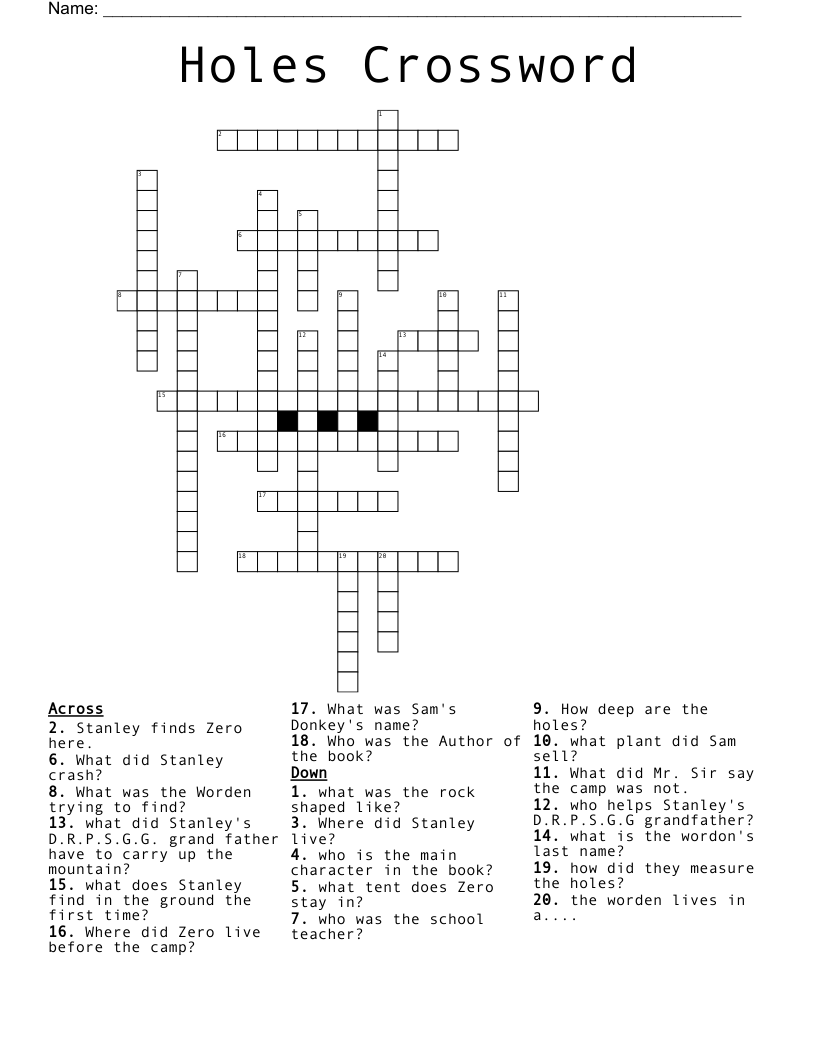 Holes Crossword 