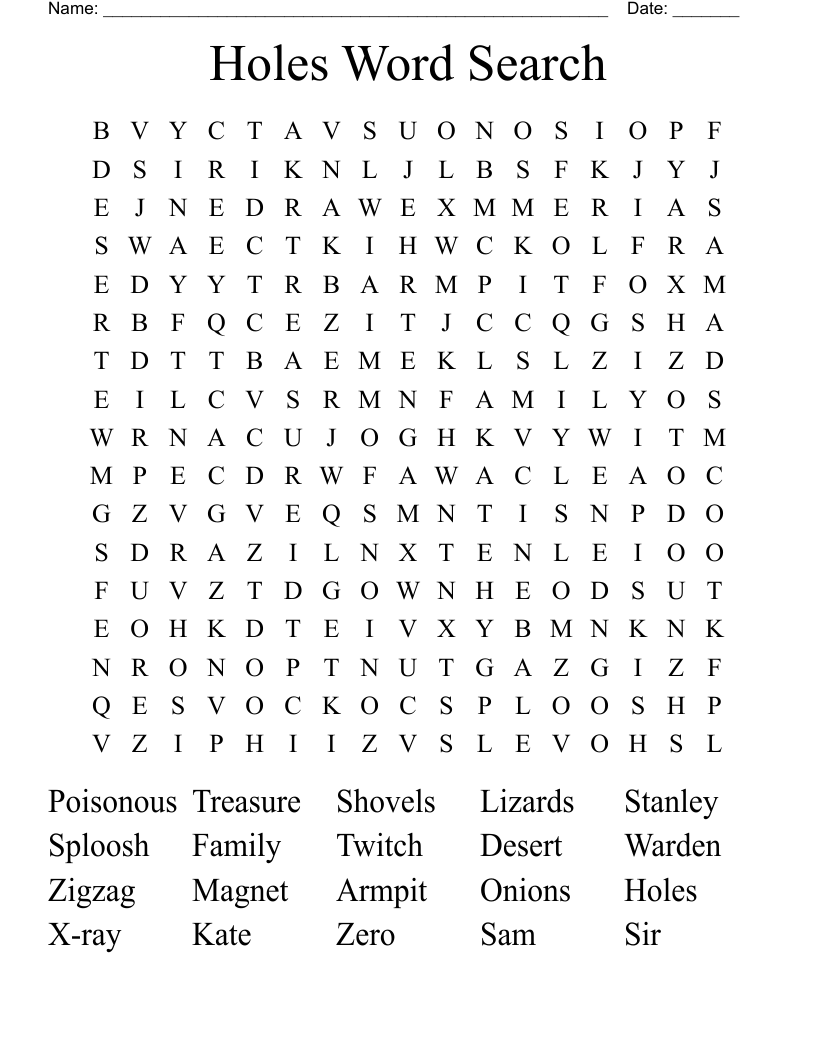 Holes Word Search