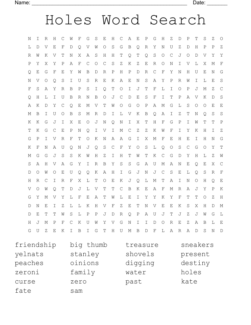 Holes Word Search 