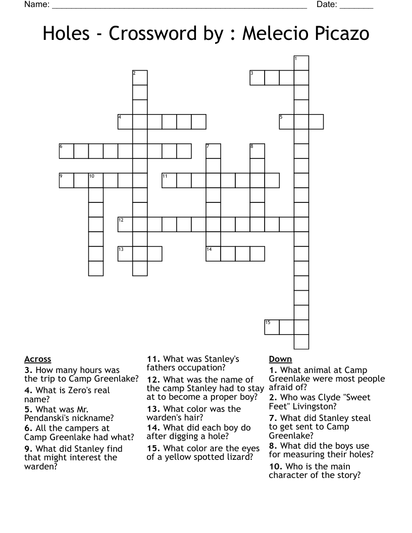Holes - Crossword by : Melecio Picazo