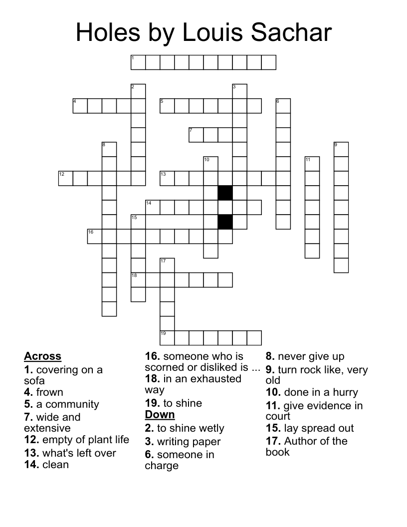 Holes by Louis Sachar Crossword