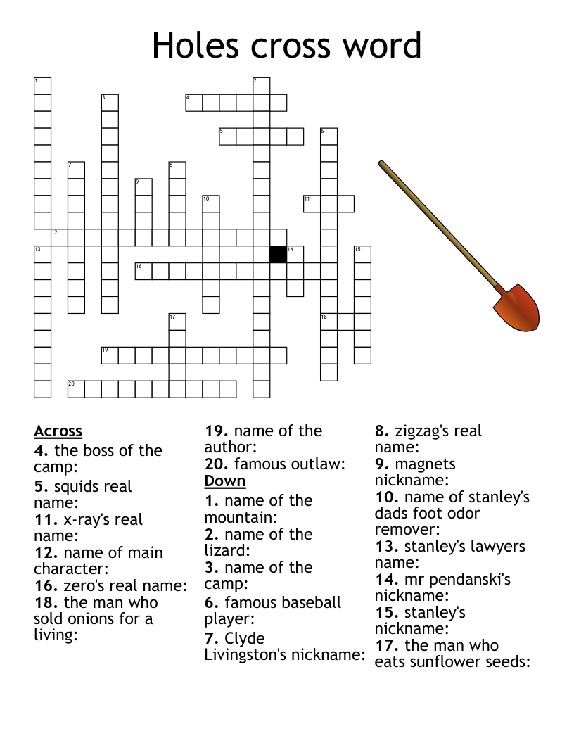 Holes cross word
