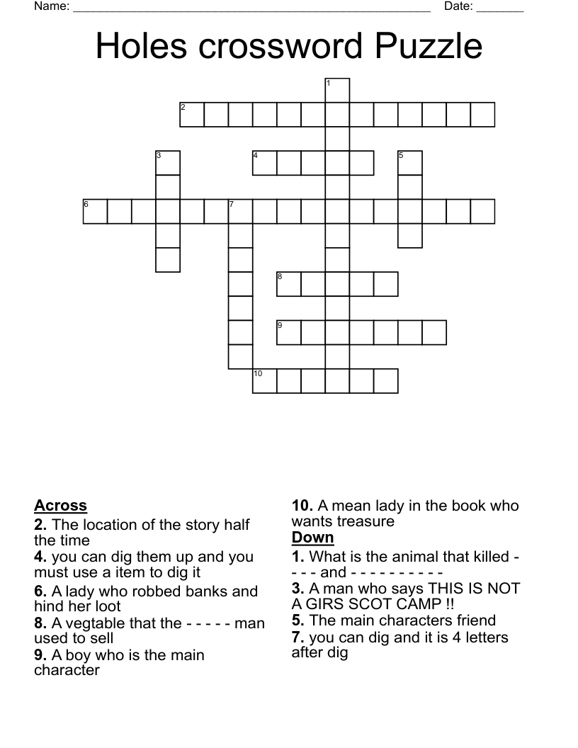 Holes crossword Puzzle