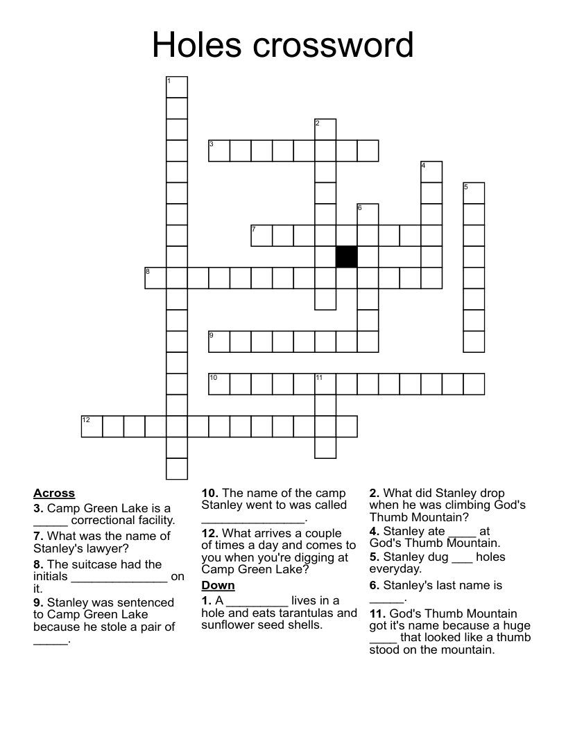 Holes crossword 