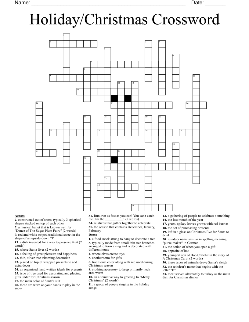 Holiday/Christmas Crossword