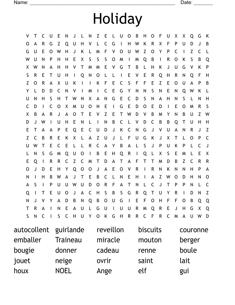 Holiday Word Search