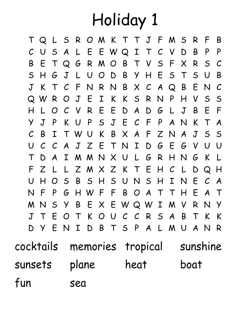 Holiday 1 Word Search