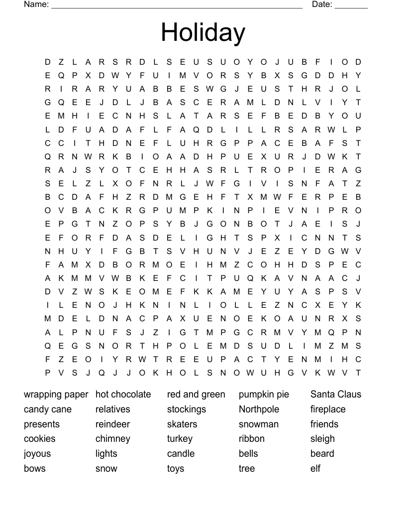Holiday Word Search