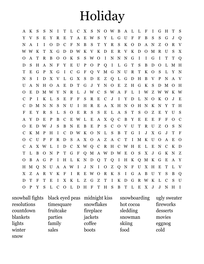 Holiday Word Search