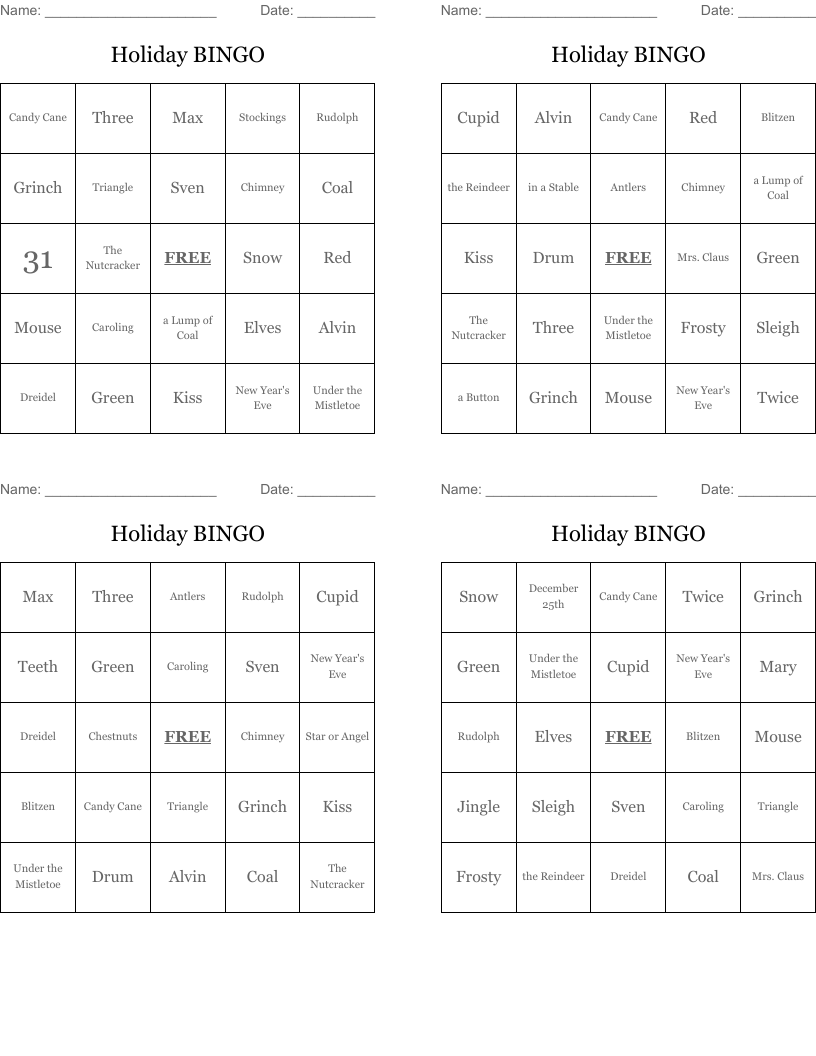 Holiday BINGO