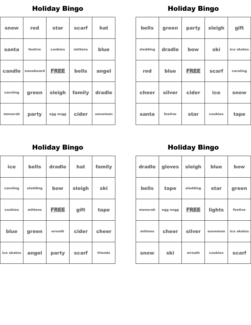 Holiday Bingo