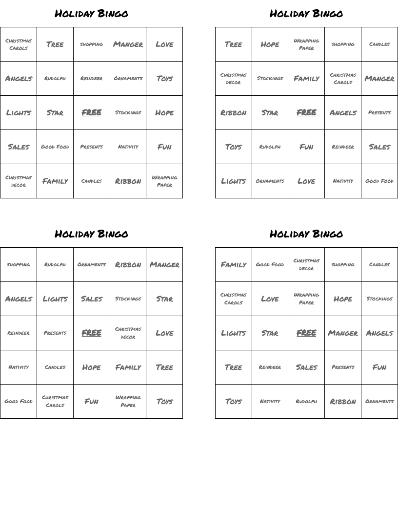 Holiday Bingo