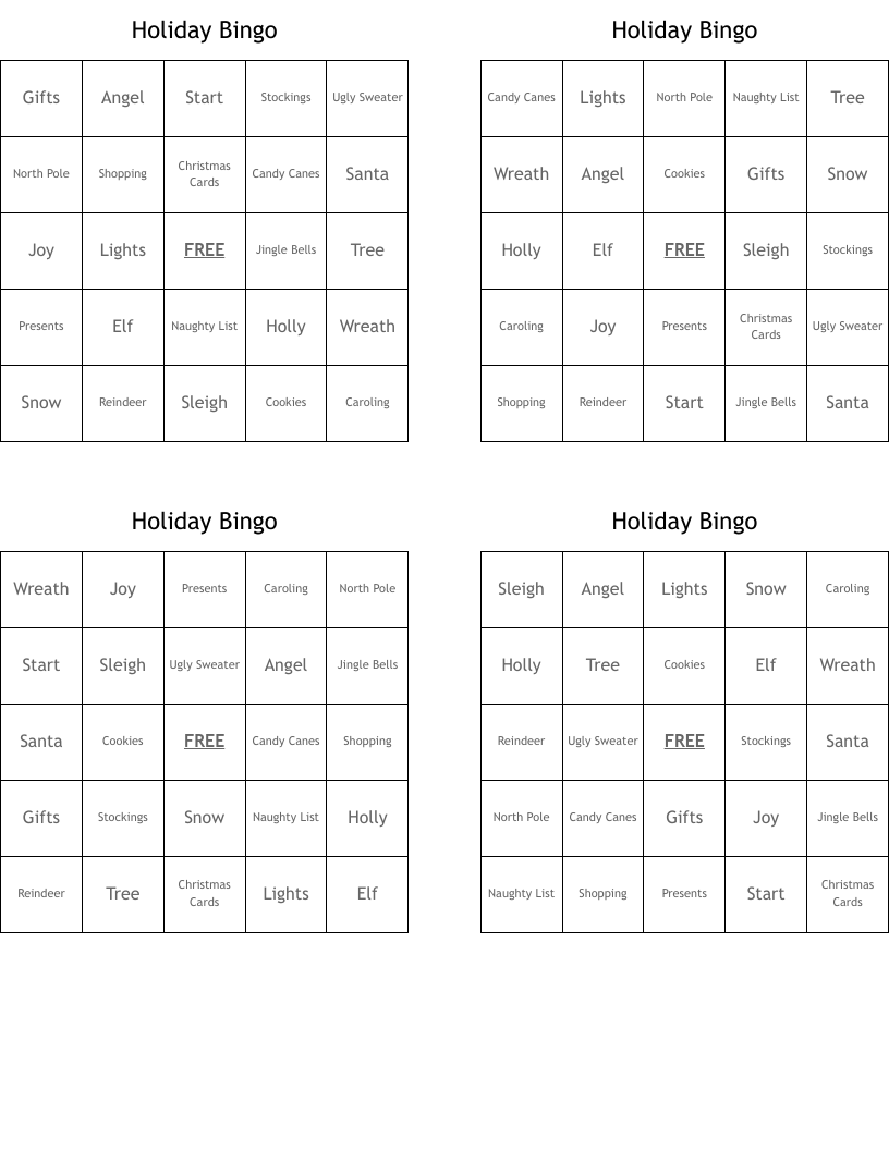 Holiday Bingo