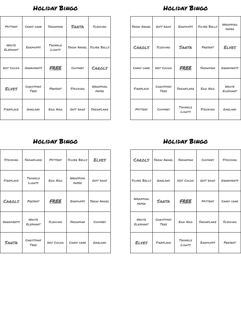 Holiday Bingo