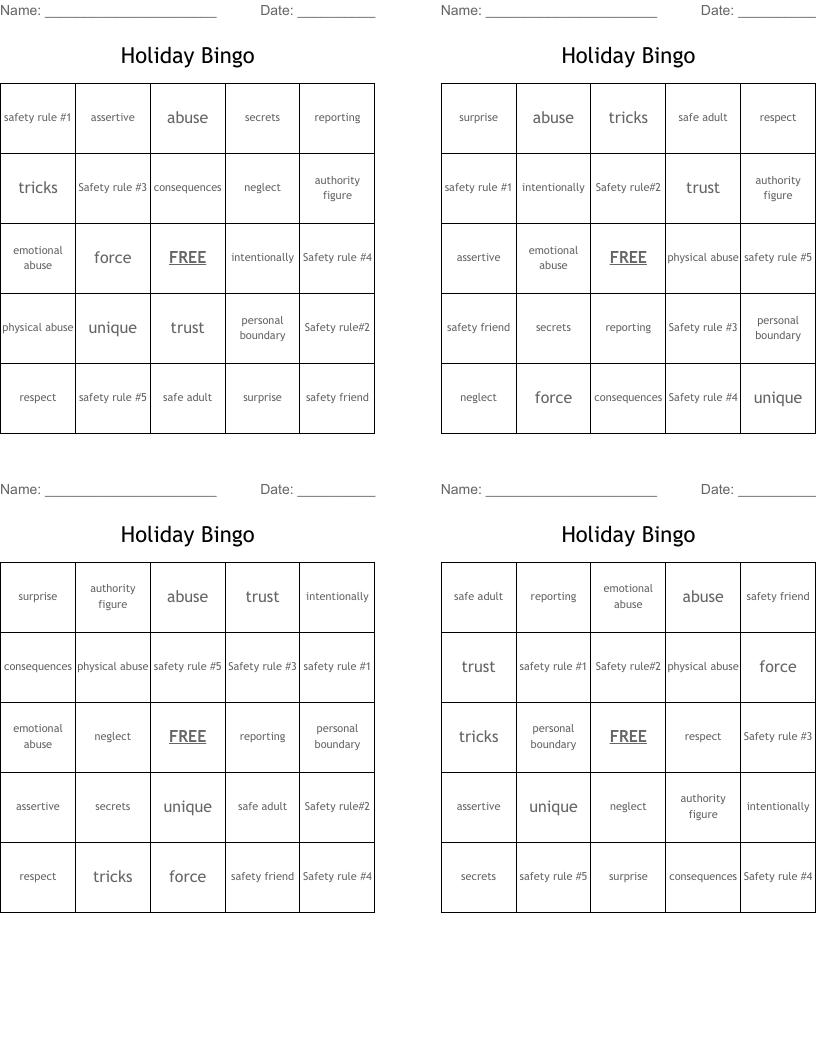 Holiday Bingo